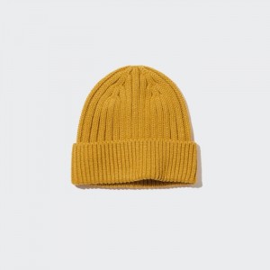 Czapka Męskie Uniqlo HEATTECH Ribbed Żółte,Uniqlo Polska | H027189