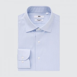 Dress Shirts Męskie Uniqlo Super Non-Iron Striped Slim-Fit Long-Sleeve Niebieskie,Uniqlo Polska | R716100