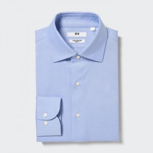 Dress Shirts Męskie Uniqlo Super Non-Iron Slim-Fit Long-Sleeve (Semi-Wide Collar) Głęboka Niebieskie,Uniqlo Polska | Q826181