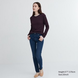Jeansy Damskie Uniqlo Ultra Stretch (Mid-Rise) Niebieskie,Uniqlo Polska | V643263