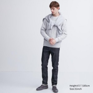 Jeansy Męskie Uniqlo Stretch Selvedge Slim-Fit Granatowe,Uniqlo Polska | Z954780