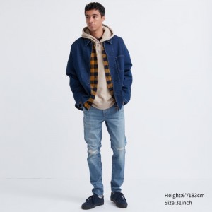 Jeansy Męskie Uniqlo Ultra Stretch Skinny-Fit Distressed Niebieskie,Uniqlo Polska | K588480