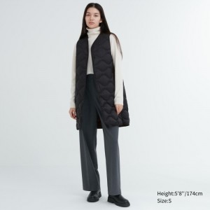 Kamizelka Puchowa Damskie Uniqlo Ultra Light Long Czarne,Uniqlo Polska | E246459
