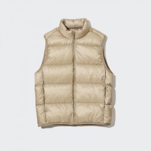 Kamizelka Puchowa Męskie Uniqlo Ultra Light (Wide Quilt) (2022 Edition) Beżowe,Uniqlo Polska | S718730