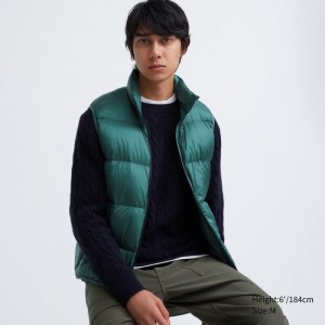 Kamizelka Puchowa Męskie Uniqlo Ultra Light (Wide Quilt) Zielone,Uniqlo Polska | B238036