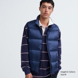 Kamizelka Puchowa Męskie Uniqlo Ultra Light (Wide Quilt) Niebieskie,Uniqlo Polska | D380858