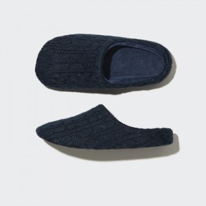 Kapcie Męskie Uniqlo Cable Knit (Rubber Sole) Granatowe,Uniqlo Polska | Y345501