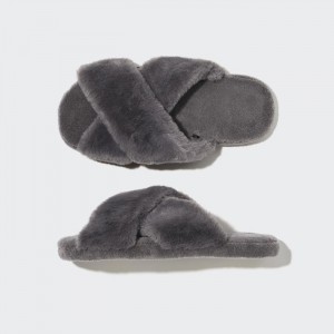 Kapcie Męskie Uniqlo Fleece Room Shoes (Furry Fleece) Szare,Uniqlo Polska | F695813