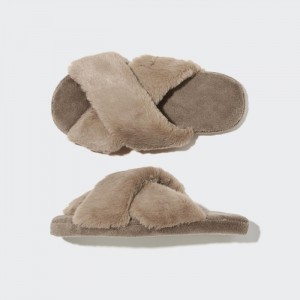 Kapcie Męskie Uniqlo Fleece Room Shoes (Furry Fleece) Brązowe,Uniqlo Polska | E109596