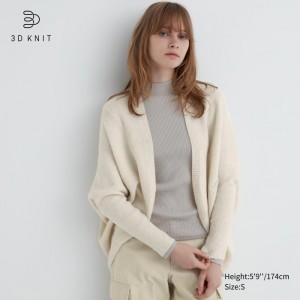 Kardigan Damskie Uniqlo 3D Knit Souffle Yarn Long-Sleeve Białe,Uniqlo Polska | G041846
