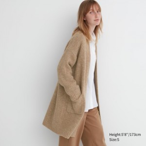 Kardigan Damskie Uniqlo Knitted Long Beżowe,Uniqlo Polska | M722590