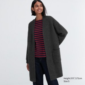 Kardigan Damskie Uniqlo Knitted Long Ciemny Szare,Uniqlo Polska | A068748