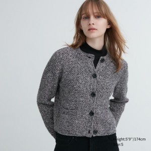 Kardigan Damskie Uniqlo Knitted Short Szare,Uniqlo Polska | D054050