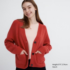 Kardigan Damskie Uniqlo Souffle Yarn Short Czerwone,Uniqlo Polska | W977433