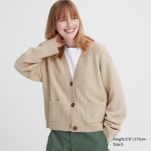 Kardigan Damskie Uniqlo Souffle Yarn Short Beżowe,Uniqlo Polska | L995707