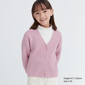 Kardigan Dziecięce Uniqlo Souffle Yarn V-Neck Różowe,Uniqlo Polska | V139536