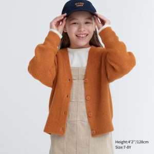 Kardigan Dziecięce Uniqlo Souffle Yarn V-Neck Pomarańczowe,Uniqlo Polska | M858836