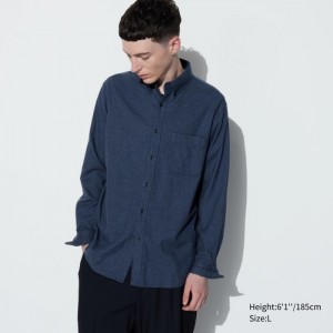 Koszule Codzienne Damskie Uniqlo Flannel Niebieskie,Uniqlo Polska | K718734