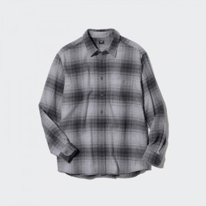 Koszule Codzienne Męskie Uniqlo Flannel Checked (2022 Edition) Szare,Uniqlo Polska | T434886