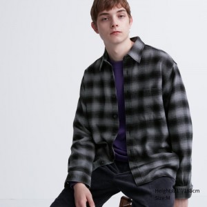 Koszule Codzienne Męskie Uniqlo Flannel Checked Szare,Uniqlo Polska | L549627