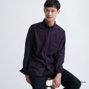 Koszule Codzienne Męskie Uniqlo Flannel Checked Wine,Uniqlo Polska | T323363