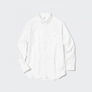 Koszule Codzienne Męskie Uniqlo Oxford Slim-Fit Long-Sleeve (2022 Edition) Białe,Uniqlo Polska | O899106