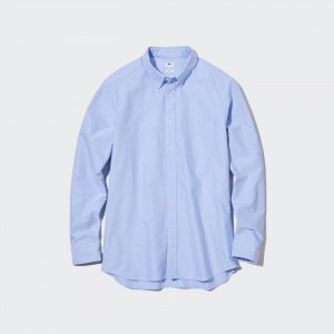 Koszule Codzienne Męskie Uniqlo Oxford Slim-Fit Long-Sleeve (2022 Edition) Niebieskie,Uniqlo Polska | P773725