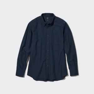 Koszule Codzienne Męskie Uniqlo Oxford Slim-Fit Long-Sleeve Granatowe,Uniqlo Polska | P394625
