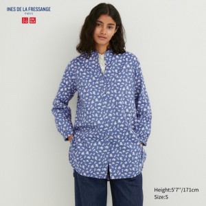 Koszule Damskie Uniqlo Cotton Silk Long-Sleeve Tunic Niebieskie,Uniqlo Polska | O935133
