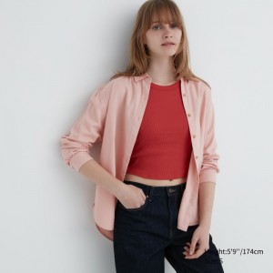 Koszule Damskie Uniqlo Soft Brushed Long-Sleeve Różowe,Uniqlo Polska | U991364