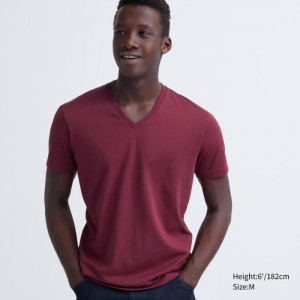 Koszulka Damskie Uniqlo Dry Color V-Neck Short-Sleeve Czerwone,Uniqlo Polska | S612880