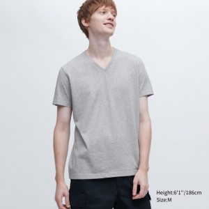 Koszulka Damskie Uniqlo Dry Color V-Neck Short-Sleeve Szare,Uniqlo Polska | S410377