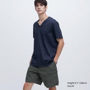 Koszulka Damskie Uniqlo Dry Color V-Neck Short-Sleeve Granatowe,Uniqlo Polska | M163226