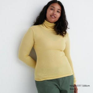 Koszulka Damskie Uniqlo HEATTECH Extra Warm Seamless Ribbed Turtleneck Long-Sleeve Żółte,Uniqlo Polska | P178519