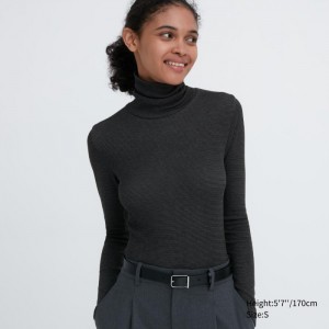 Koszulka Damskie Uniqlo HEATTECH Extra Warm Seamless Turtleneck Ciemny Szare,Uniqlo Polska | V111228
