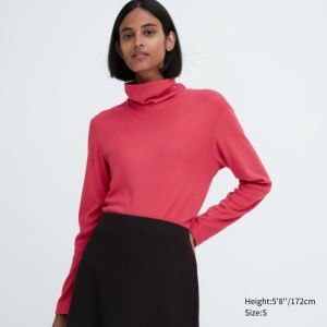 Koszulka Damskie Uniqlo HEATTECH Fleece Turtleneck Long-Sleeve Czerwone,Uniqlo Polska | V635478