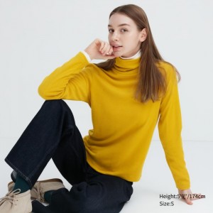 Koszulka Damskie Uniqlo HEATTECH Fleece Turtleneck Long-Sleeve Żółte,Uniqlo Polska | D077220