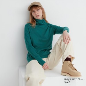 Koszulka Damskie Uniqlo HEATTECH Fleece Turtleneck Long-Sleeve Zielone,Uniqlo Polska | R594035