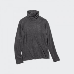 Koszulka Damskie Uniqlo HEATTECH Fleece Turtleneck Long-Sleeve (2022 Edition) Szare,Uniqlo Polska | U611661