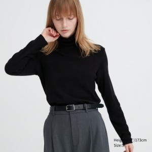 Koszulka Damskie Uniqlo HEATTECH Fleece Turtleneck Long-Sleeve (2022 Edition) Czarne,Uniqlo Polska | Y436371