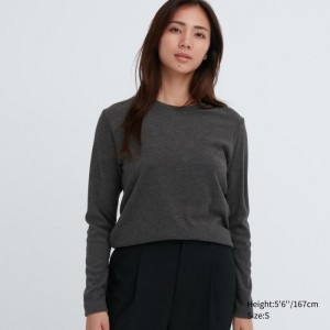 Koszulka Damskie Uniqlo HEATTECH Fleece Crew Neck Long-Sleeve Szare,Uniqlo Polska | Y227827