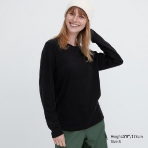 Koszulka Damskie Uniqlo HEATTECH Fleece Crew Neck Long-Sleeve Czarne,Uniqlo Polska | F663668