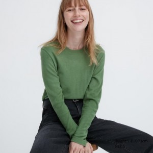 Koszulka Damskie Uniqlo HEATTECH Fleece Crew Neck Long-Sleeve Zielone,Uniqlo Polska | I988863