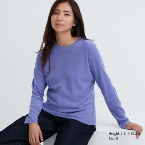 Koszulka Damskie Uniqlo HEATTECH Fleece Crew Neck Long-Sleeve Fioletowe,Uniqlo Polska | M499610
