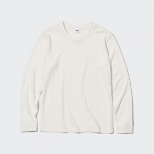 Koszulka Damskie Uniqlo HEATTECH Fleece Crew Neck Long-Sleeve Białe,Uniqlo Polska | G381040