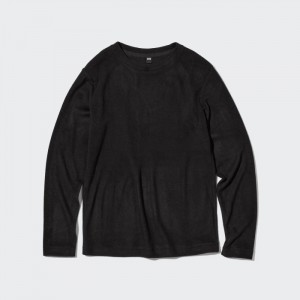 Koszulka Damskie Uniqlo HEATTECH Fleece Crew Neck Long-Sleeve Czarne,Uniqlo Polska | Q054294