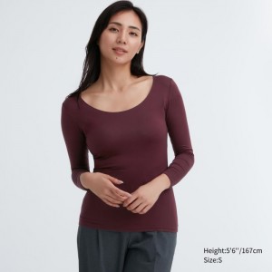 Koszulka Damskie Uniqlo HEATTECH Scoop Neck Long-Sleeve Wine,Uniqlo Polska | A559110
