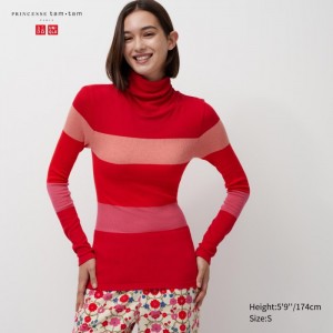 Koszulka Damskie Uniqlo HEATTECH Seamless Ribbed Extra Warm Czerwone,Uniqlo Polska | K759507