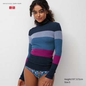 Koszulka Damskie Uniqlo HEATTECH Seamless Ribbed Extra Warm Granatowe,Uniqlo Polska | R447630