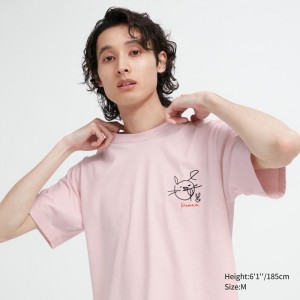Koszulka Damskie Uniqlo PEACE FOR ALL Short-Sleeve Graphic (Haruka Ayase) Różowe,Uniqlo Polska | Y555194